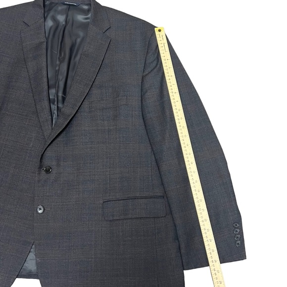 Ralph Ralph Lauren Blazer Jacket Mens 54R Plaid Wool Spandex Dark Gray 56” Chest - Picture 8 of 10